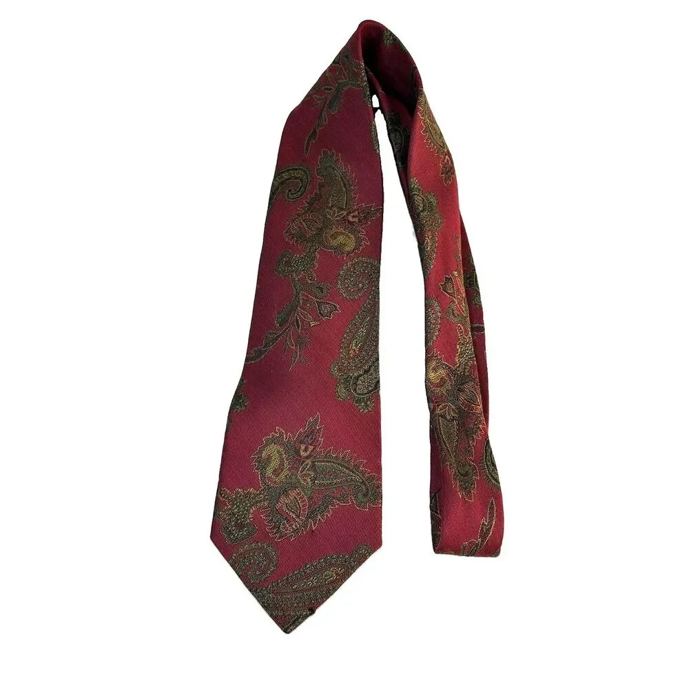 Robert Talbott Mens Wine Red Paisley 100% Silk Tie